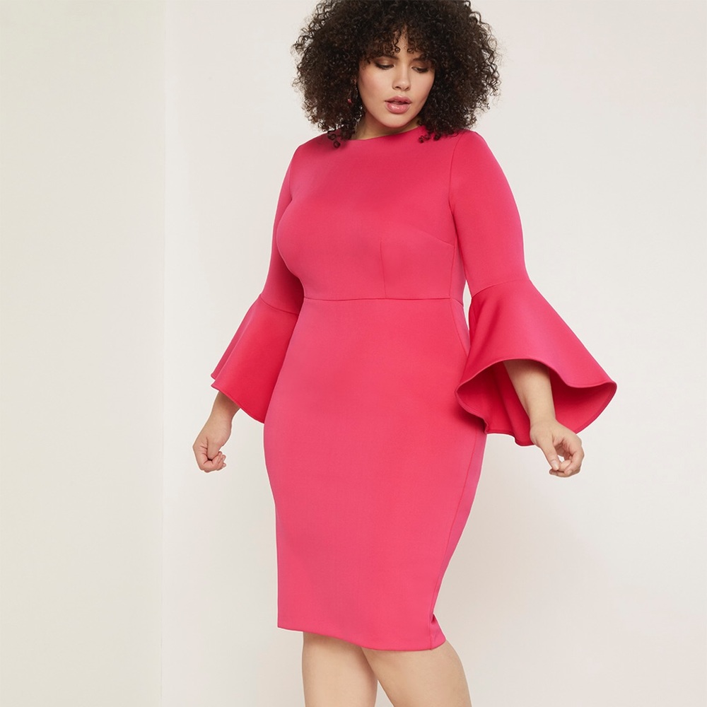 Flare Sleeve Scuba Dress
